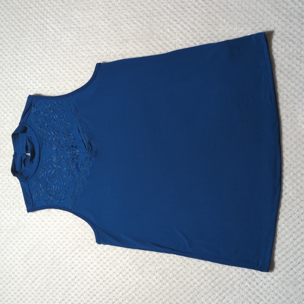 Torrid Embroidered Mock Neck Sleeveless Blouse
